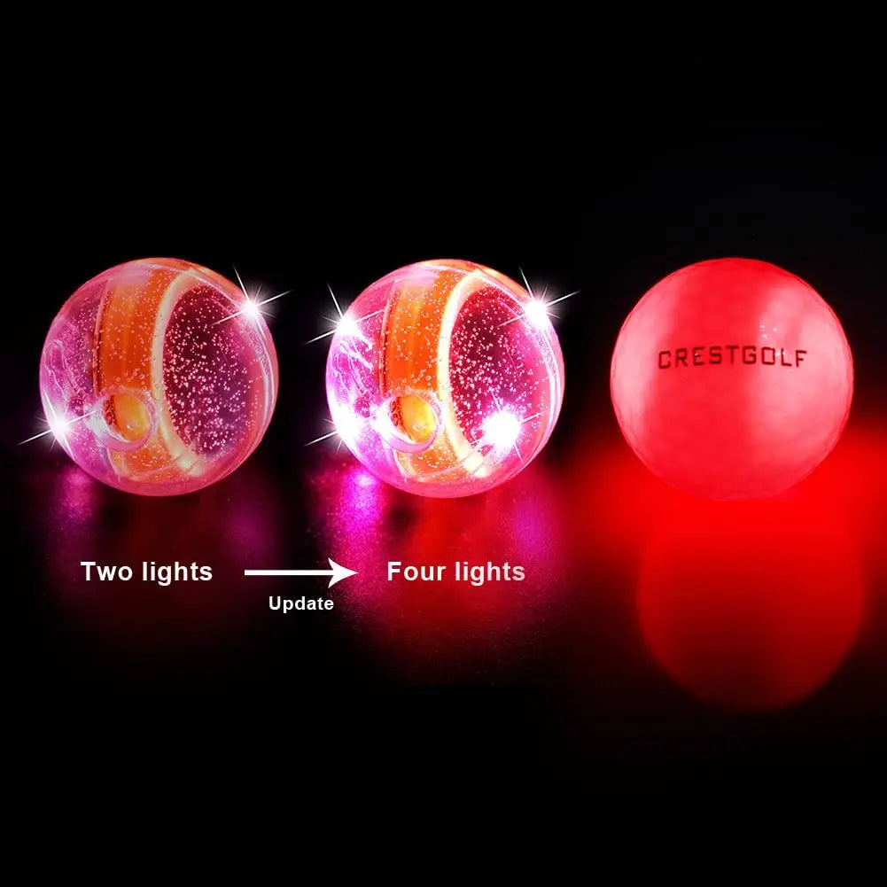 Crestgolf LED Golf Balls for Night Glow in The Dark Golf Ball with 4 Light Super Bright Six Colors Best Golf Gift for Golfers