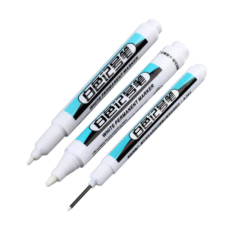 0.7/1.0/2.5MM White Permanent Marker Pens 1/3Pcs Paint Markers For Wood Rock Plastic Leather Glass Stone Metal Art Supplies