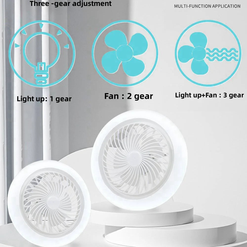 2-in-1 Three-speed Mode LED Fan Light LED Lamp Bead E27 Screw Fan Light Remote Control Wall Control Bedroom Light Fan Ceiling