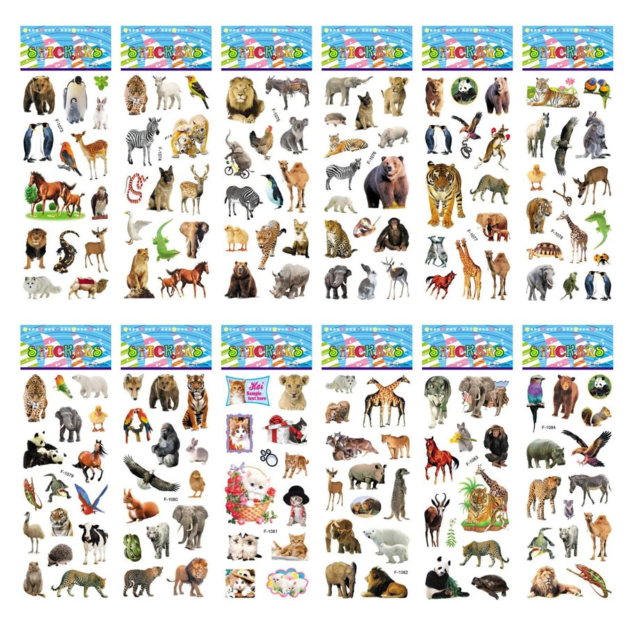 5 Sheets Kids Stickers Puffy Stickers for Children Birthday Christmas New Year Gift for Girl Boy Scrapbooking Cartoon Stickers