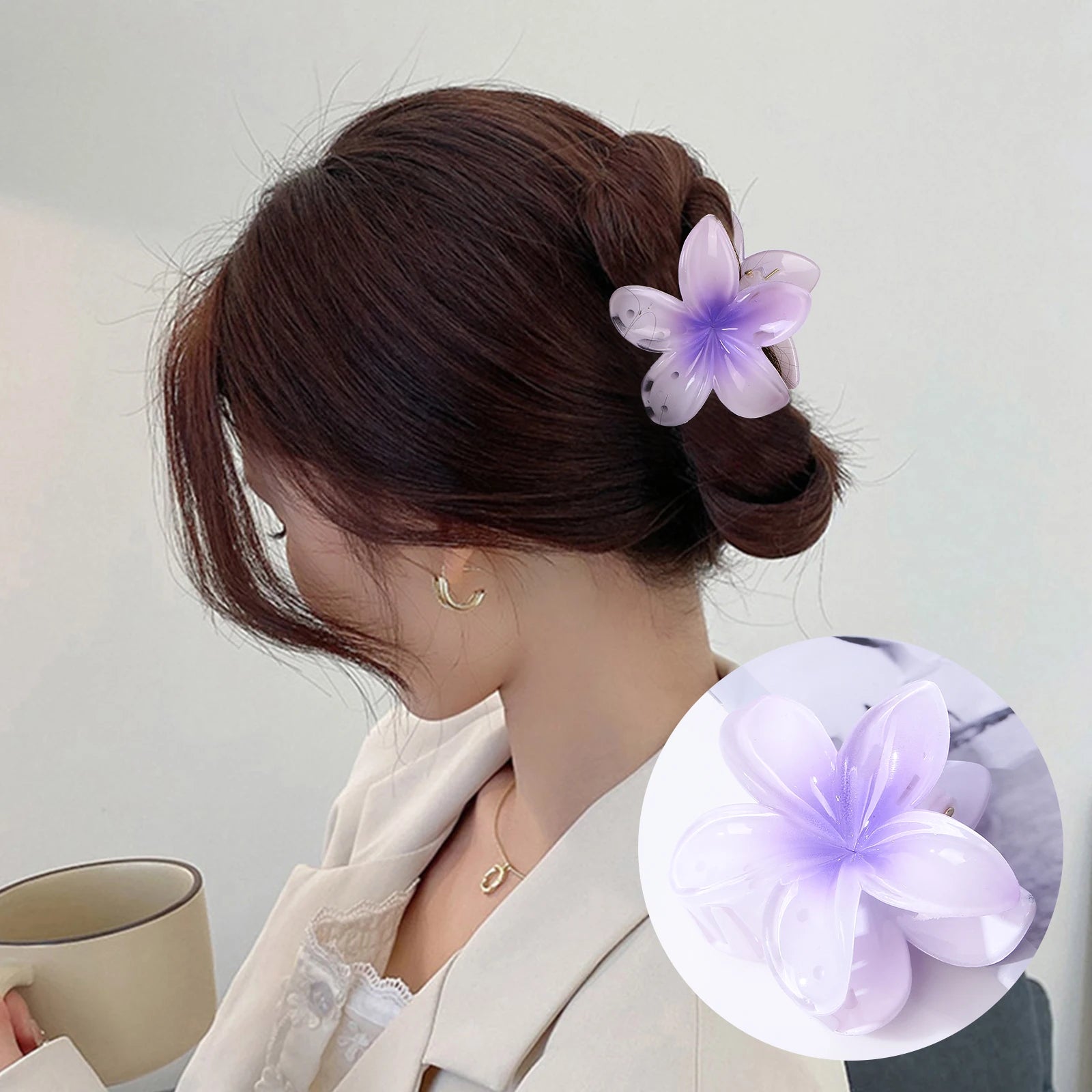 Fashion Women Beach Vacation Bohemia Egg Flower Hair Clips Flower Large Hair Claw Hairpin Women Girls Accessories