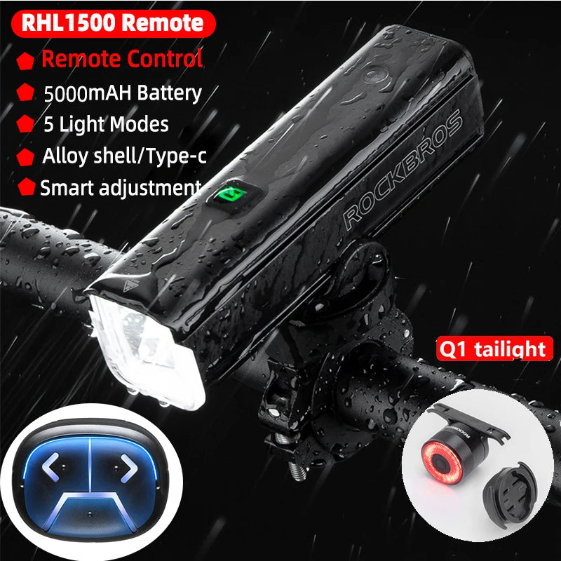 ROCKBROS Bike Light Headlight Bicycle Handlebar Front Lamp MTB Rode Cycling USB Rechargeable Flashlight Safety Tail Light