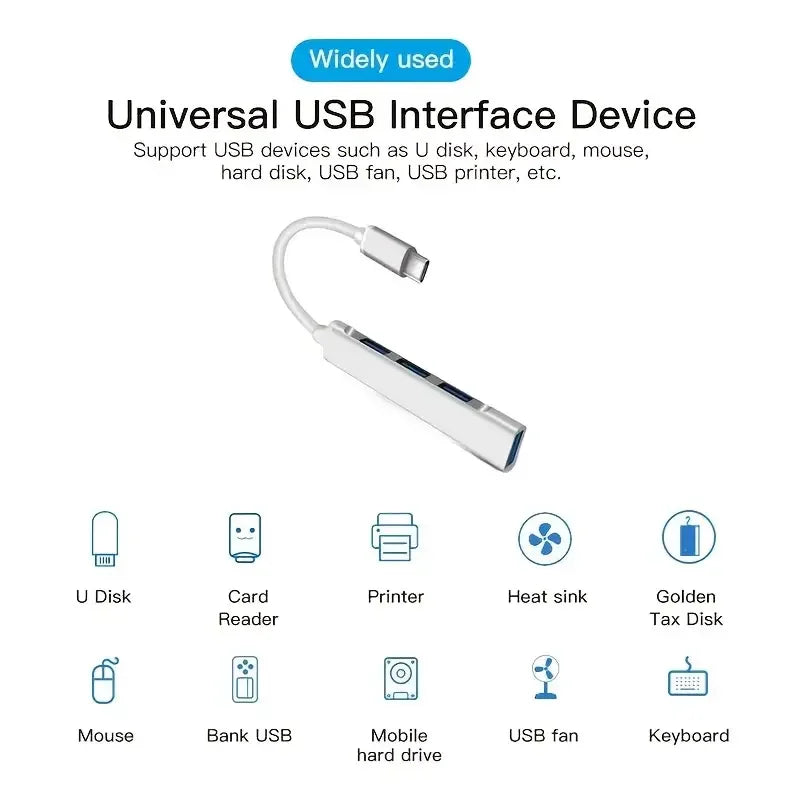 4Port USB 3.0 Hub USB Hub High Speed type c Splitter 5Gbps For PC Computer Accessories Multiport HUB 4 USB 3.0 2.0 Ports