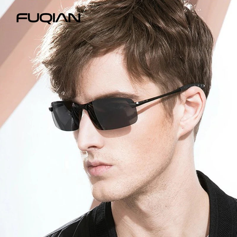 FUQIAN Photochromic Sunglasses Men Women Vintage Metal Polarized Sun Glasses For Male Night Vision Driving Sunglass