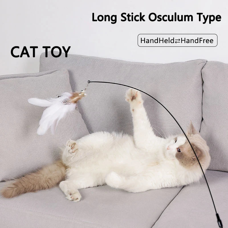 Simulation Bird interactive Cat Toy Funny Feather Bird with Bell Cat Stick Toy for Kitten Playing Teaser Wand Toy Cat Supplies