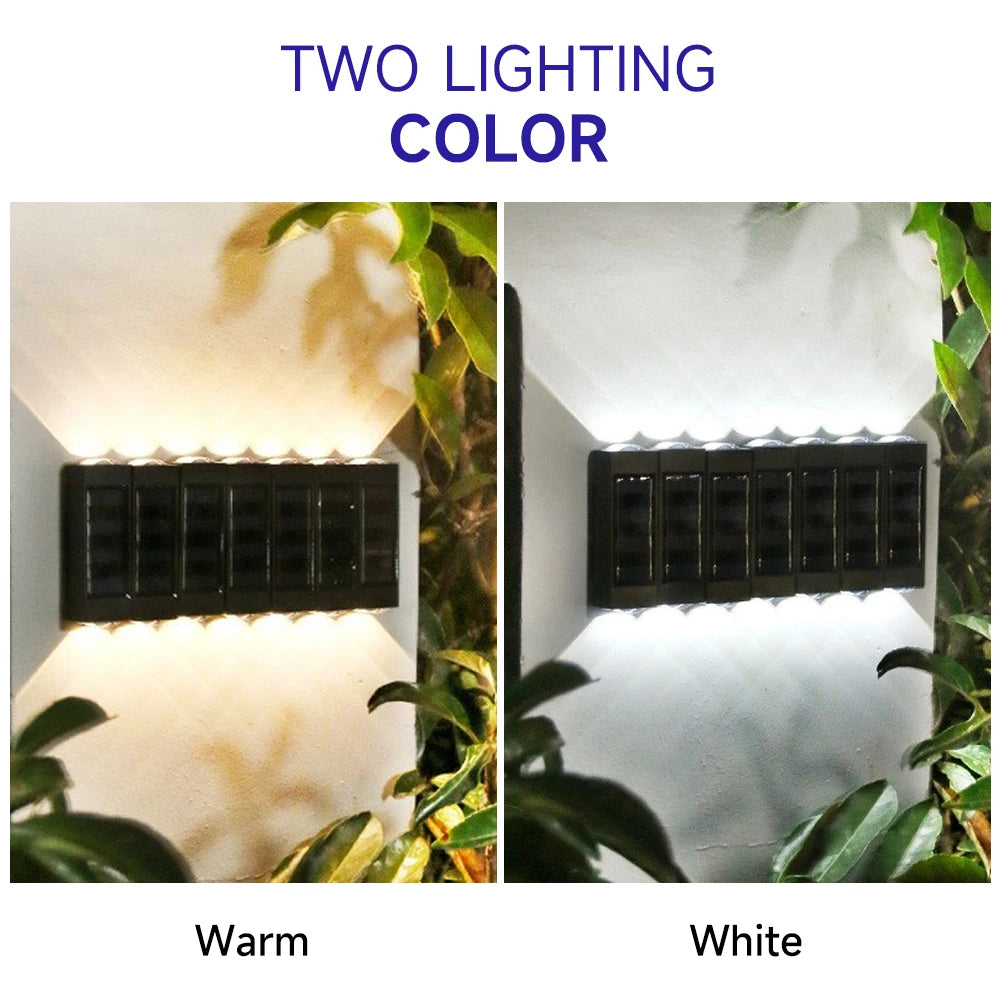 4/6/8/10LED Solar Wall Lamp Outdoor Waterproof Solar Powered Light UP and Down Illuminate Home Garden Porch Yard Decoration