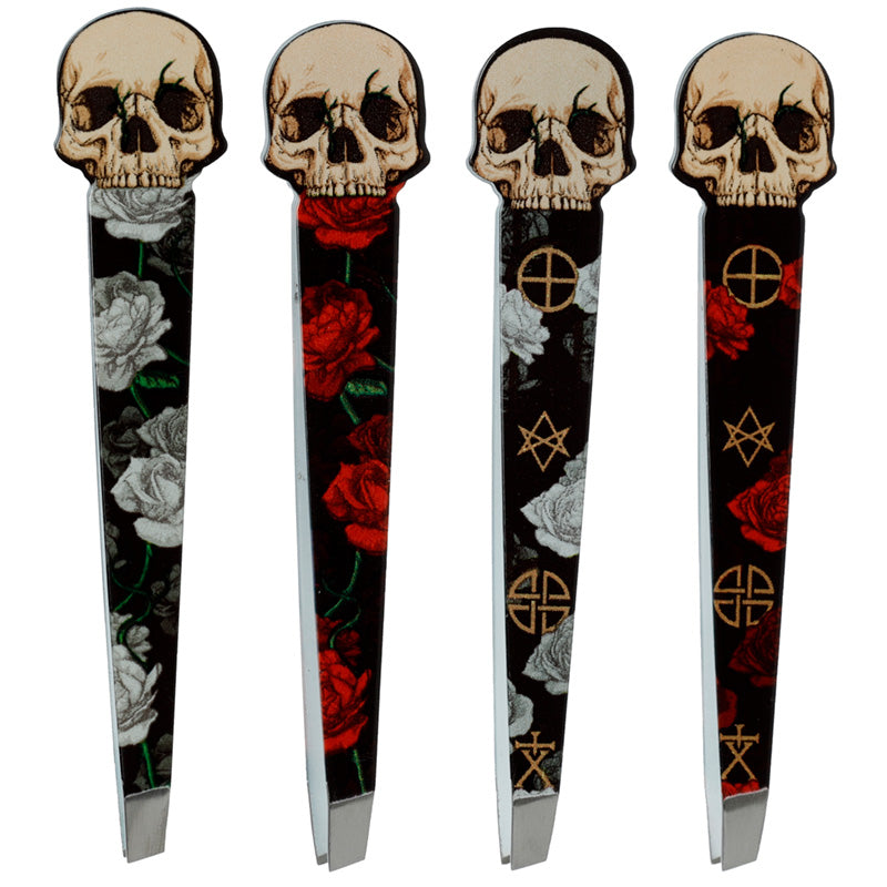 Shaped Tweezers - Skull and Roses  TWEE40-0