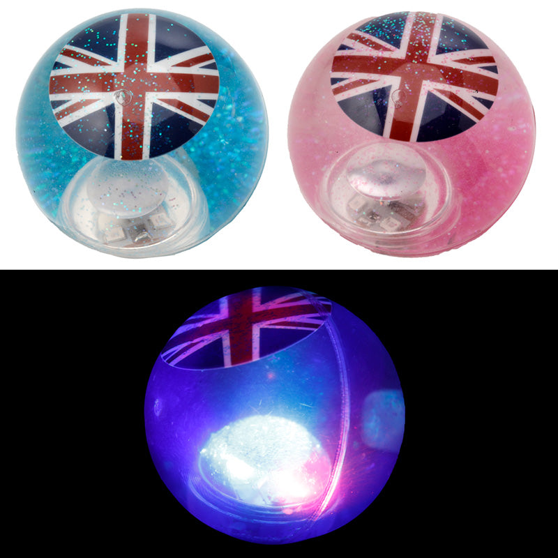 Fun Kids Flashing Bouncy Union Jack Glitter Ball TY564-0