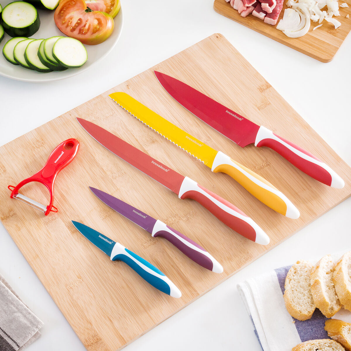 Set of Ceramic Coated Knives with Peeler Knoolvs InnovaGoods 6 Pieces-5