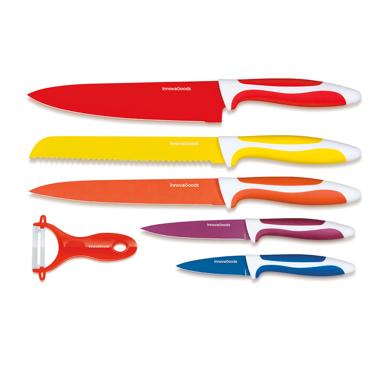 Set of Ceramic Coated Knives with Peeler Knoolvs InnovaGoods 6 Pieces-2