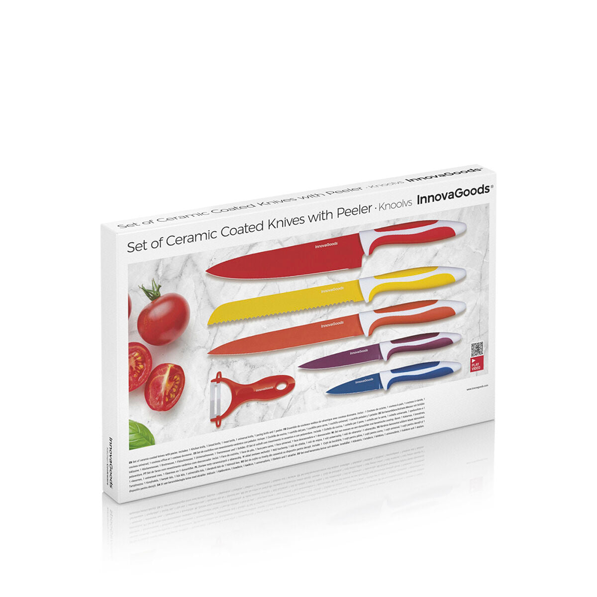 Set of Ceramic Coated Knives with Peeler Knoolvs InnovaGoods 6 Pieces-1