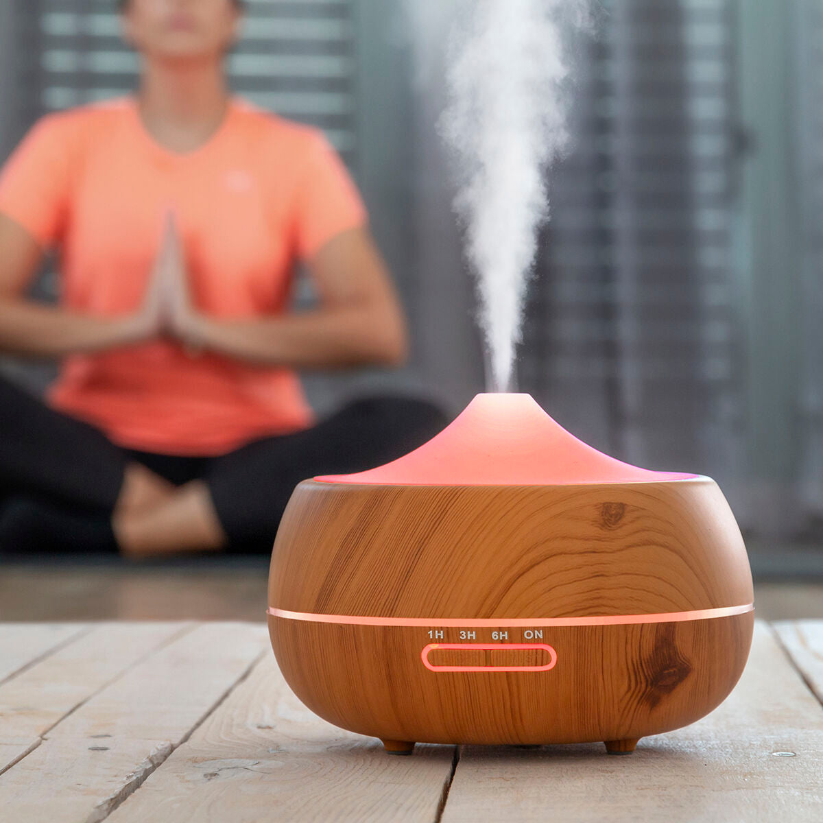 Aroma Diffuser Humidifier with Multicolour LED Wooden-Effect InnovaGoods-0