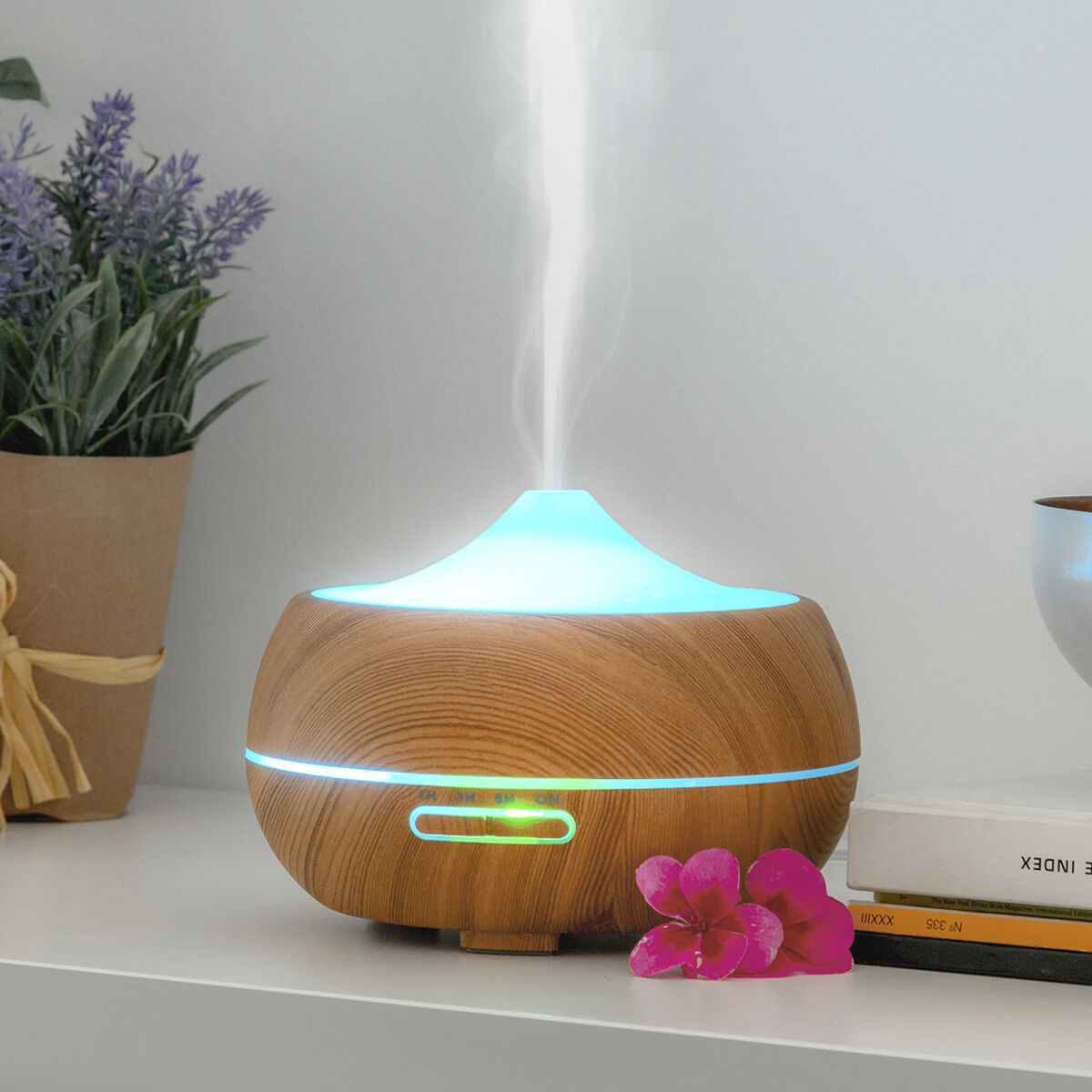 Aroma Diffuser Humidifier with Multicolour LED Wooden-Effect InnovaGoods-6