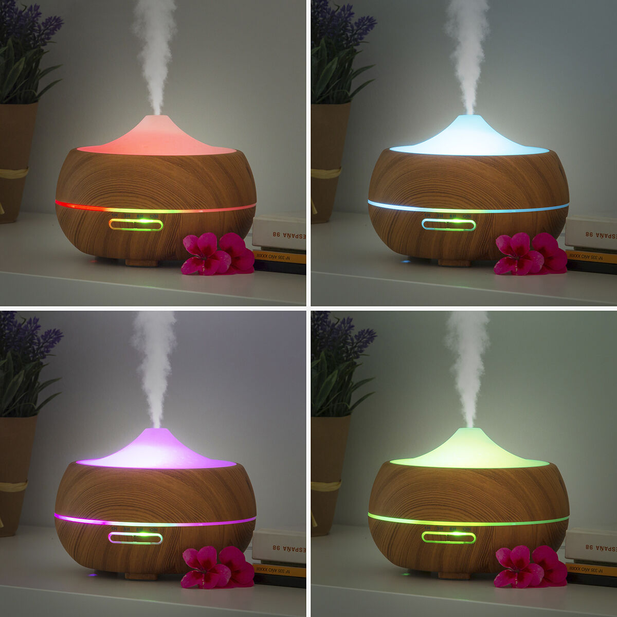 Aroma Diffuser Humidifier with Multicolour LED Wooden-Effect InnovaGoods-5