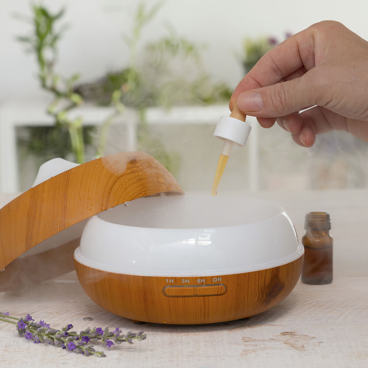 Aroma Diffuser Humidifier with Multicolour LED Wooden-Effect InnovaGoods-4