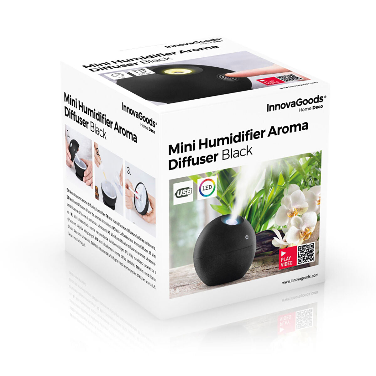 Mini Humidifier Scent Diffuser Black InnovaGoods-1