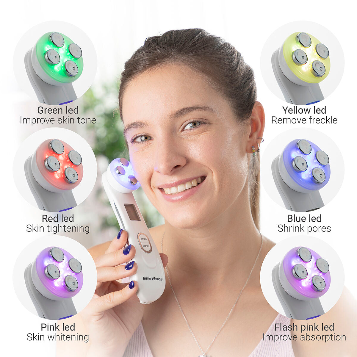 Facial Massager with Radiofrequency, Phototherapy and Electrostimulation Wace InnovaGoods-6