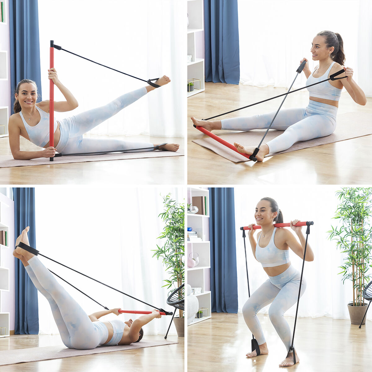 Fitness Bar with Resistance Bands and Exercise Guide Resibar InnovaGoods-8