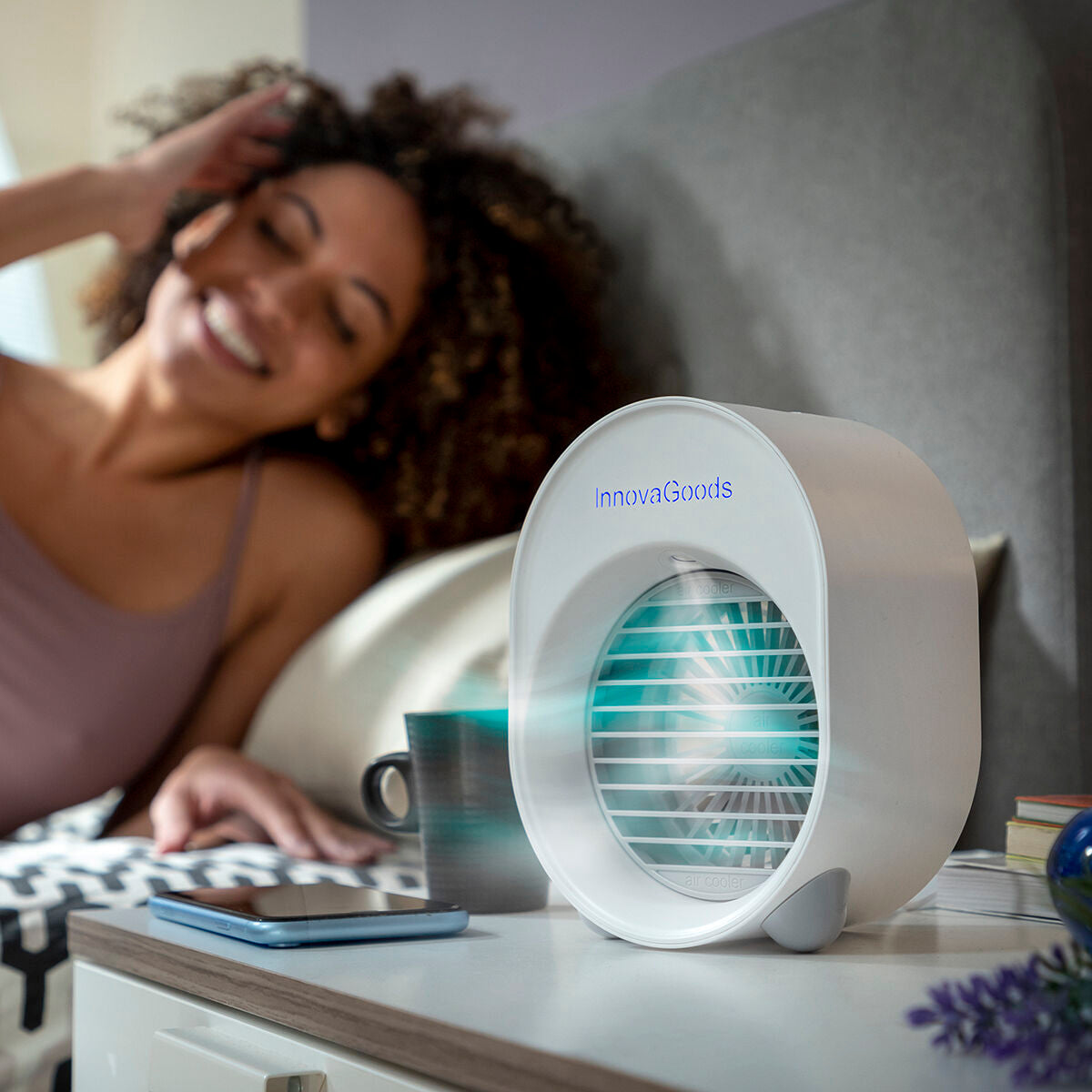 Mini Ultrasound Air Cooler-Humidifier with LED Koolizer InnovaGoods-12