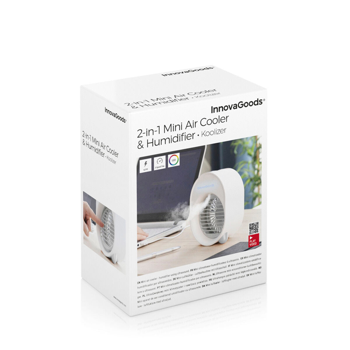 Mini Ultrasound Air Cooler-Humidifier with LED Koolizer InnovaGoods-1