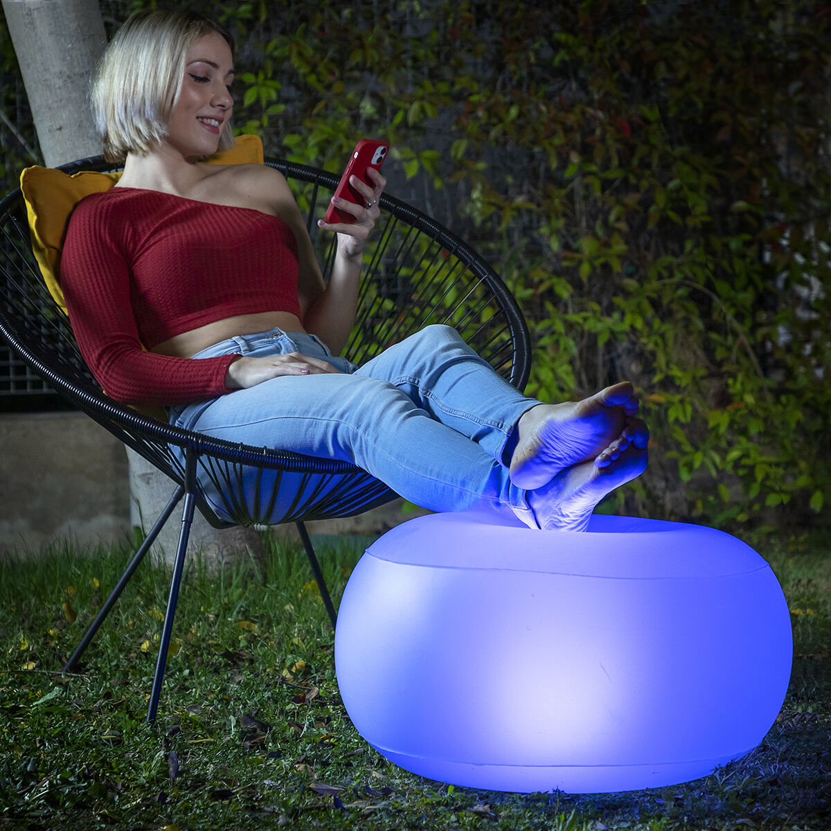 Inflatable Seat with Multicolour LED and Remote Control Pulight InnovaGoods-0