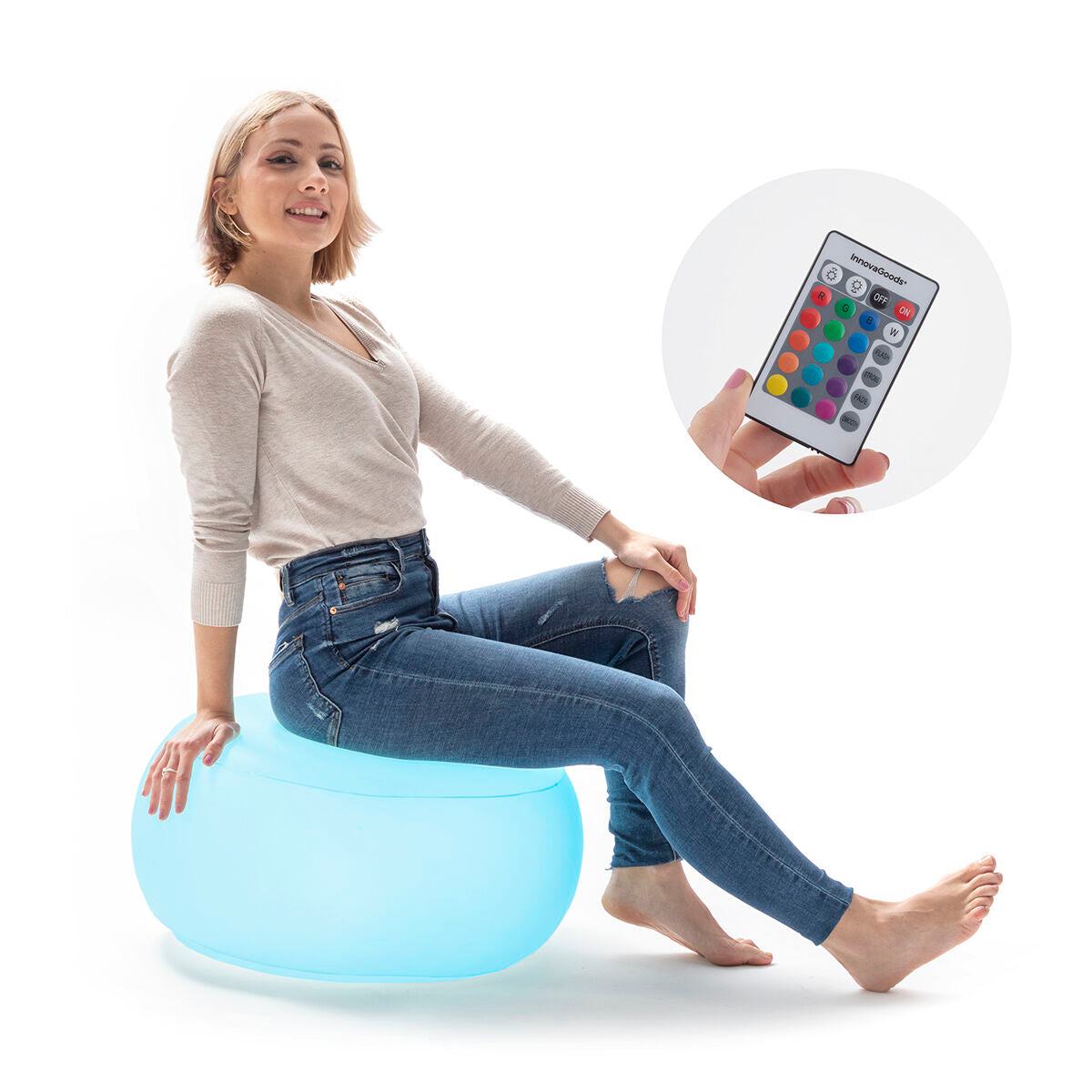 Inflatable Seat with Multicolour LED and Remote Control Pulight InnovaGoods-4