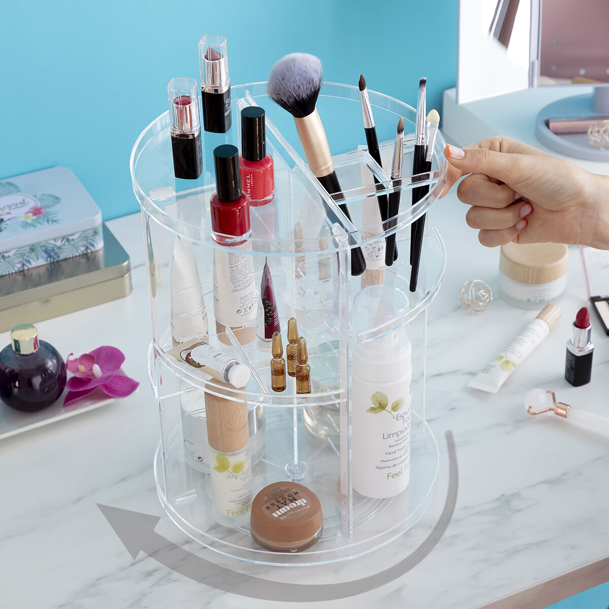 Rotating Make-up Organiser Rolkup InnovaGoods-10