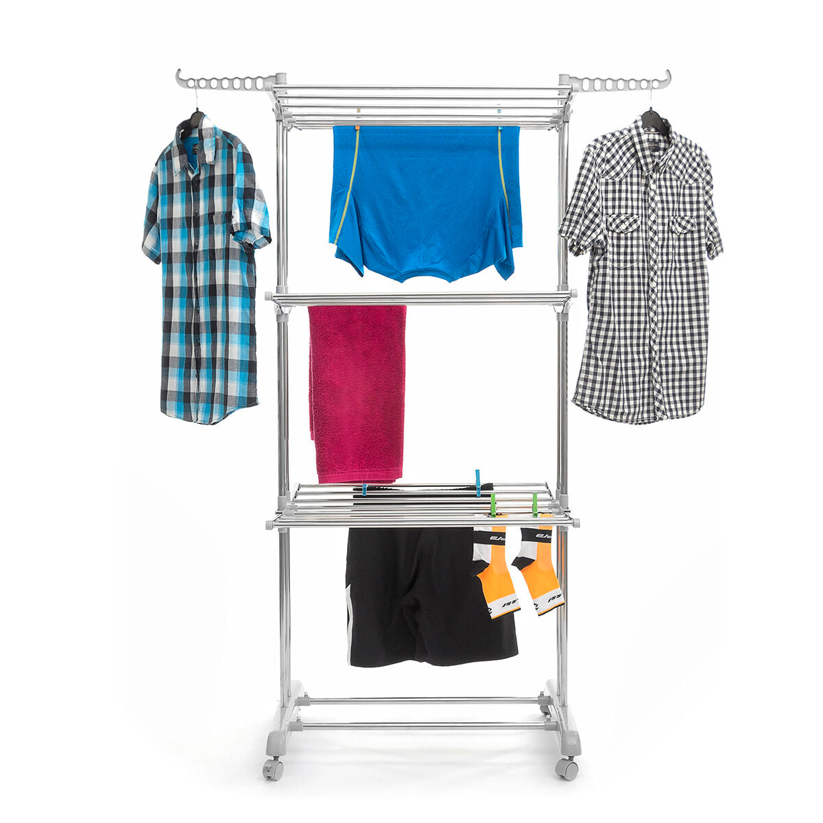 Folding Vertical Clothes Dryer with Wheels Folver InnovaGoods 24 Bars-7