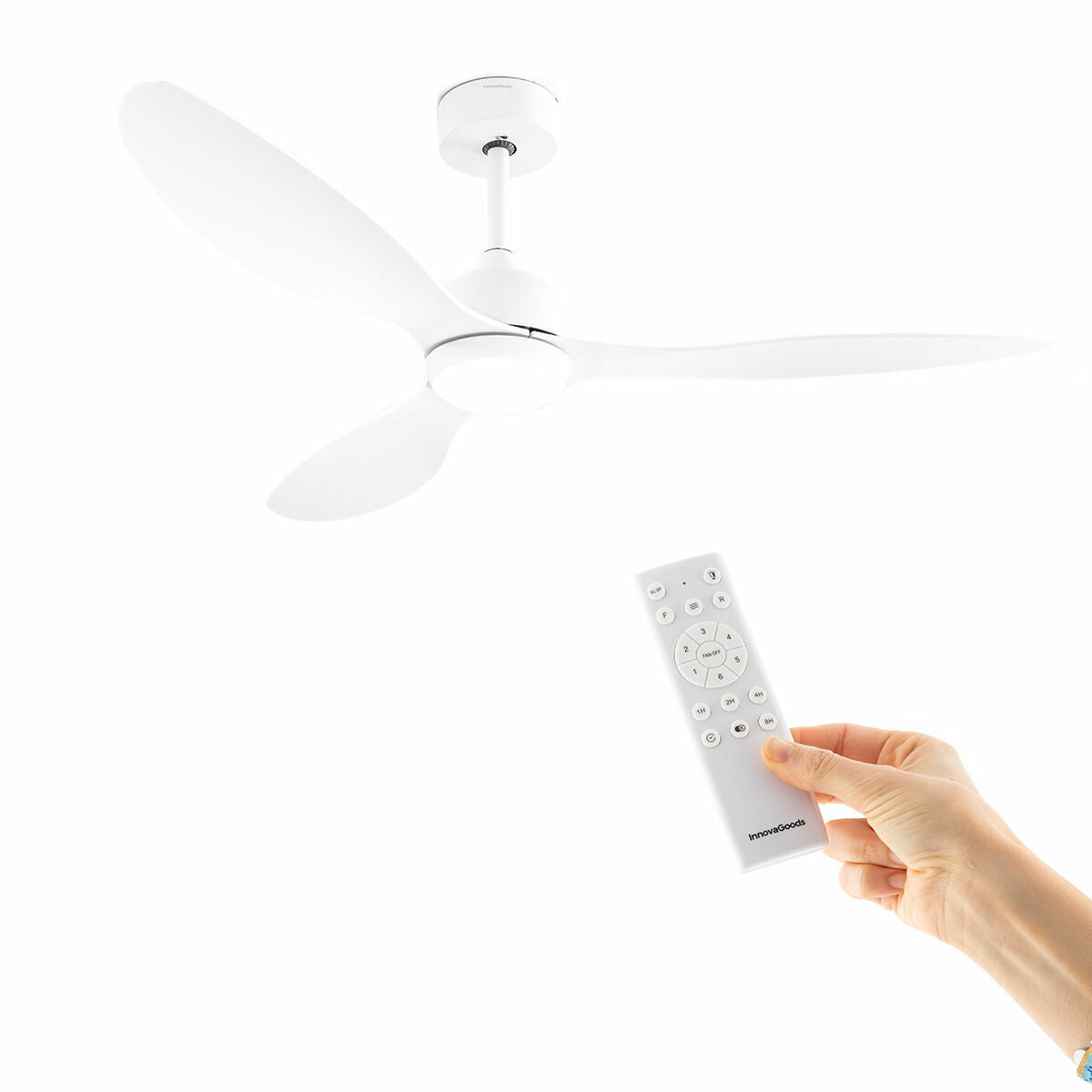 LED Ceiling Fan with 3 ABS Blades Flaled InnovaGoods White 36 W 52" Ø132 cm-3