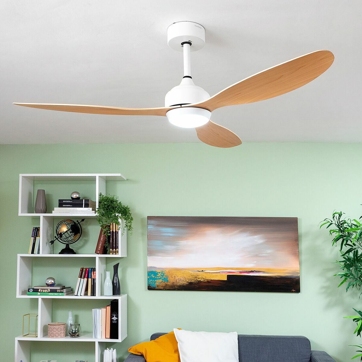 LED Ceiling Fan with 3 ABS Blades Wuled InnovaGoods Wood 36 W 52" Ø132 cm-0