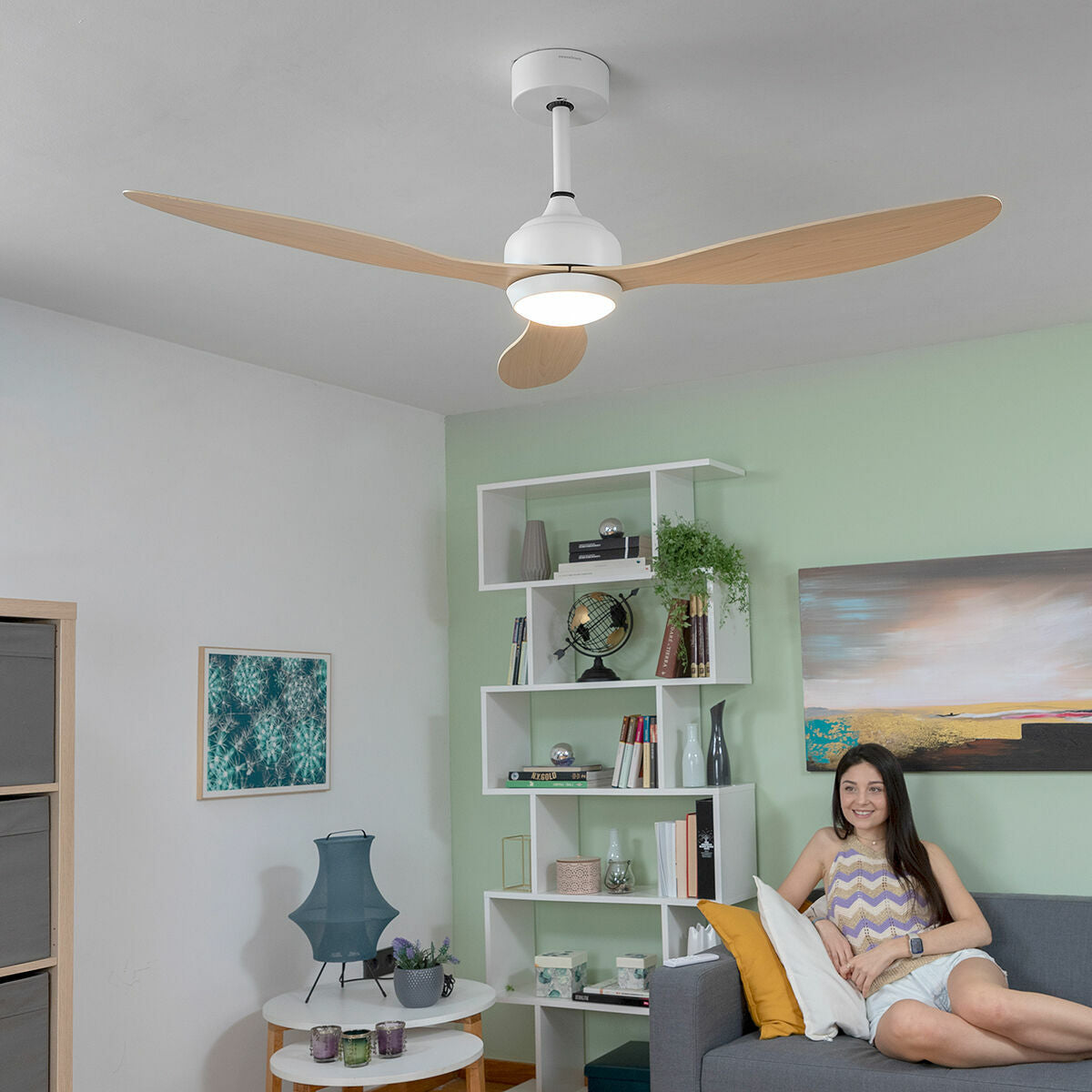 LED Ceiling Fan with 3 ABS Blades Wuled InnovaGoods Wood 36 W 52" Ø132 cm-8