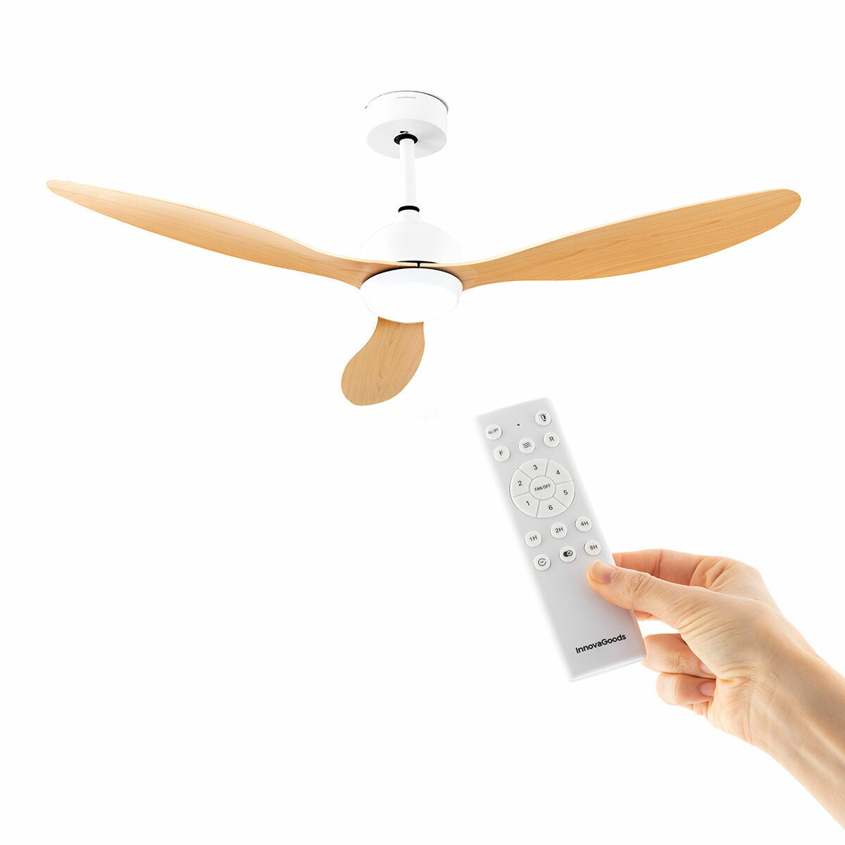 LED Ceiling Fan with 3 ABS Blades Wuled InnovaGoods Wood 36 W 52" Ø132 cm-3