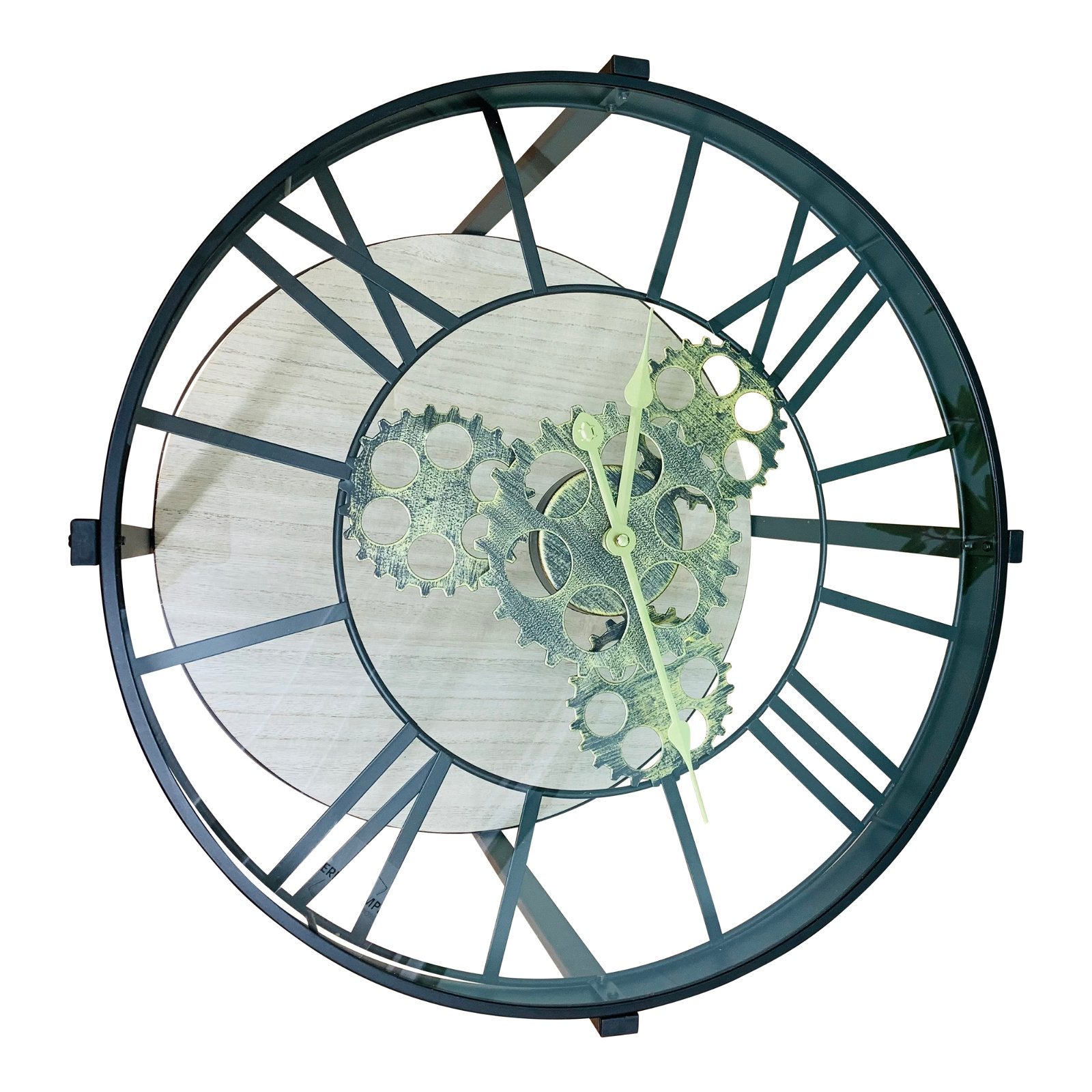 Black Metal Glass Topped Clock Table-4