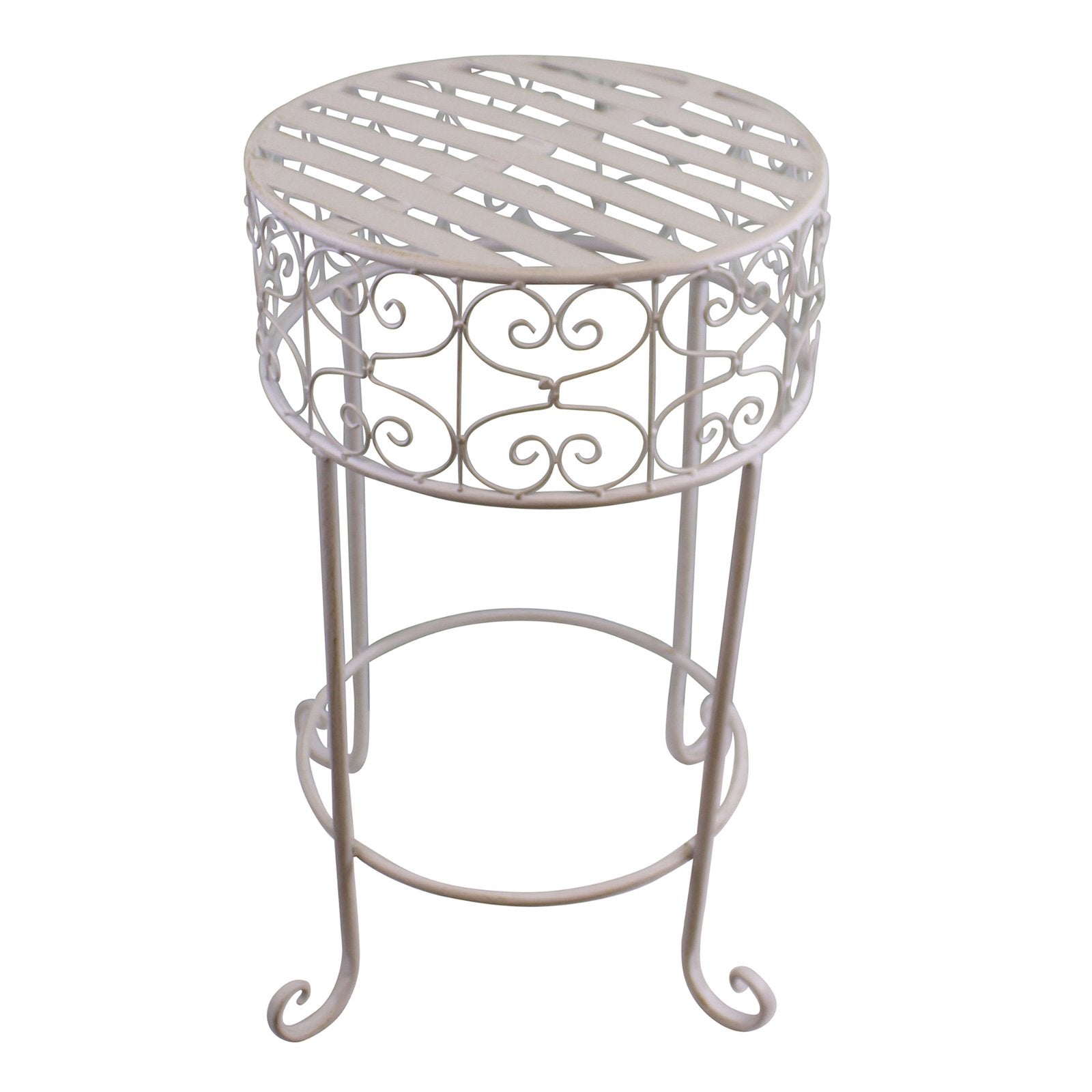 Cream Scroll Metal Plant Stand-2