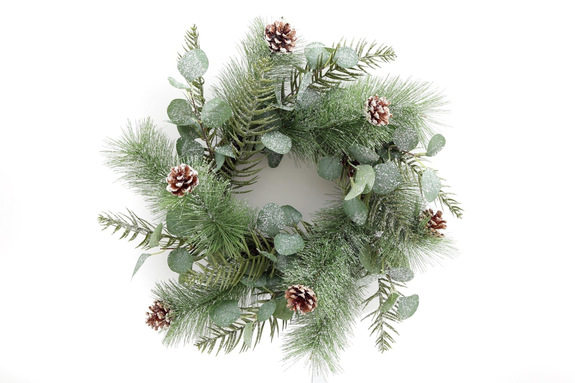 Christmas Eucalyptus and Icy Pinecone Wreath-0