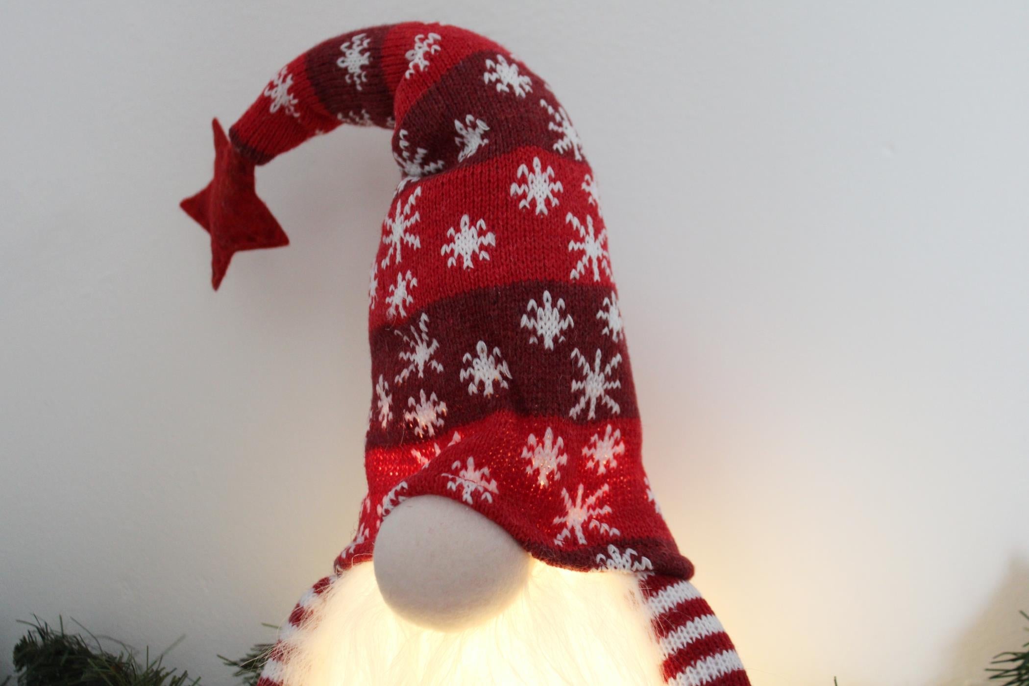 Sitting Gonk With Red Snowflake LED Hat-4