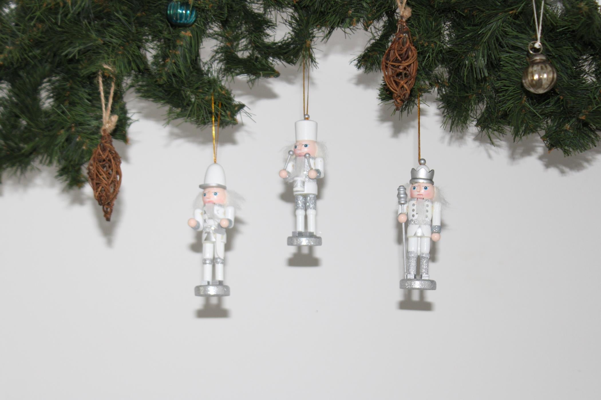 Trio of Silver Nutcracker Tree Decorations-1