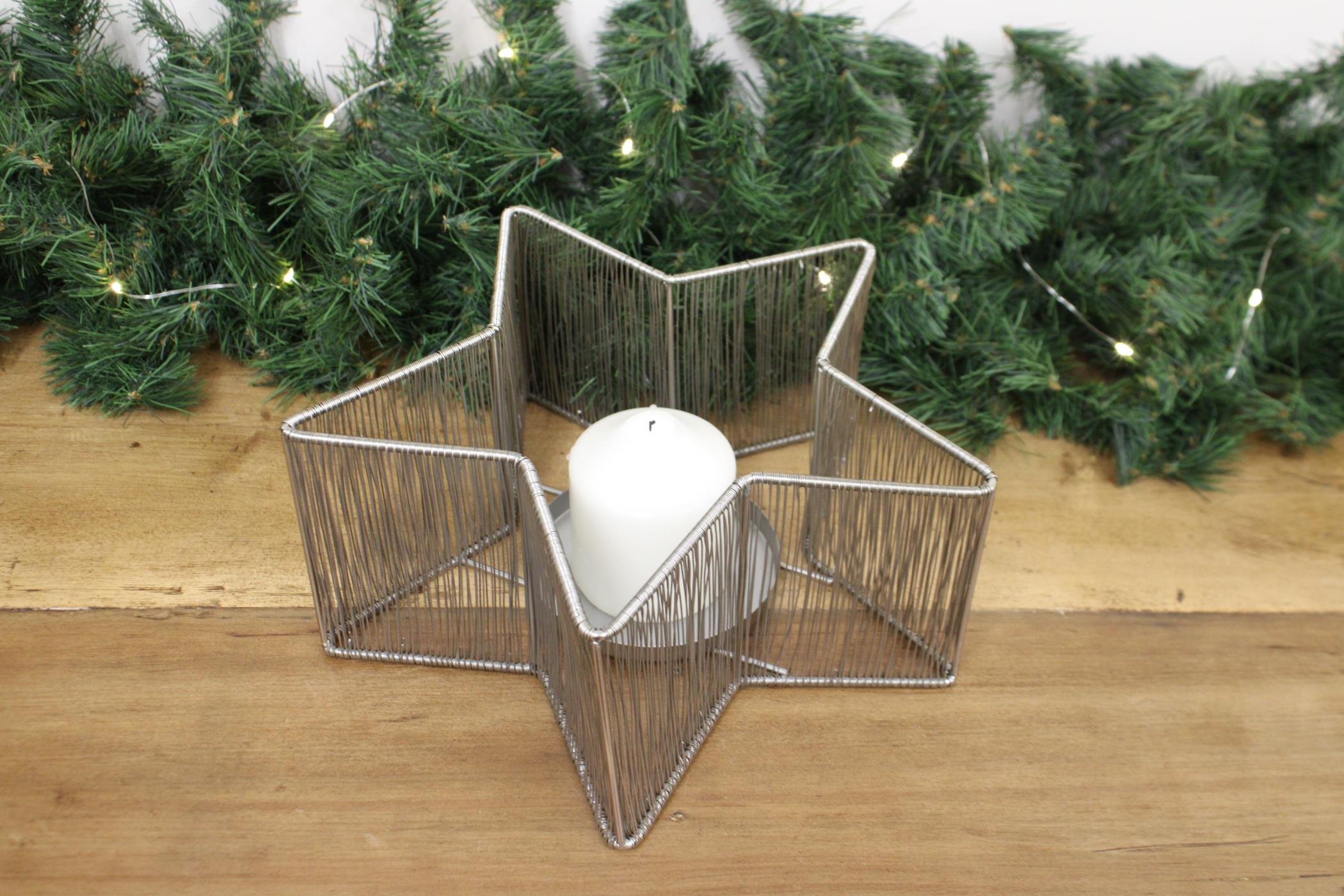 Silver Star Tealight Holder-1