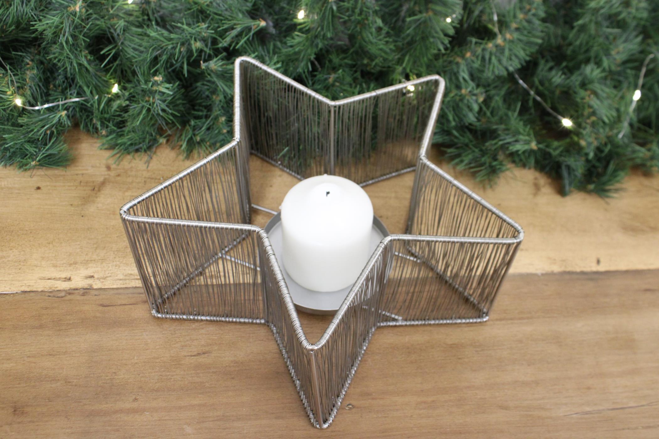 Silver Star Tealight Holder-2