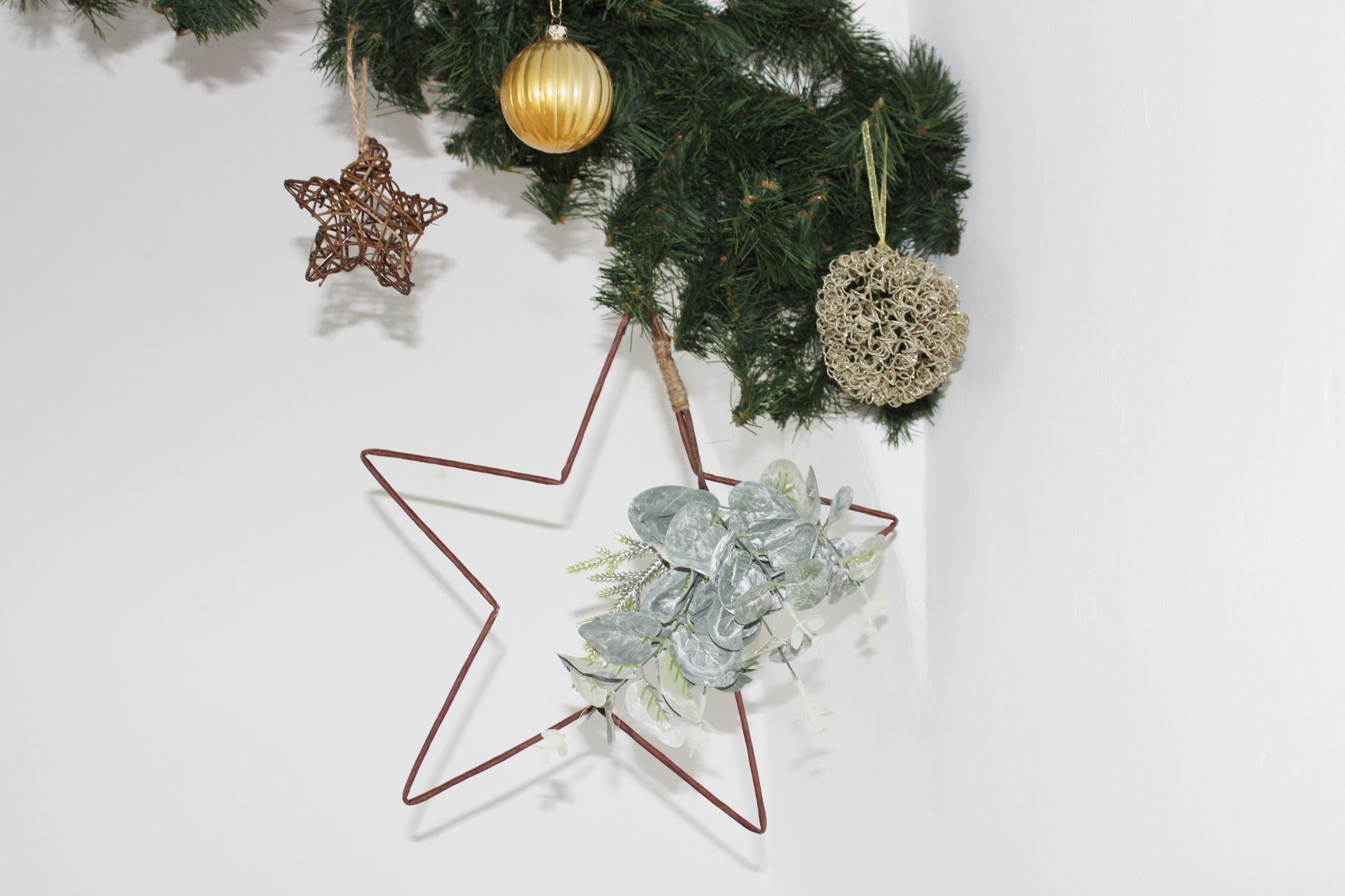 Hanging Wire Star with Eucalyptus Detail-3