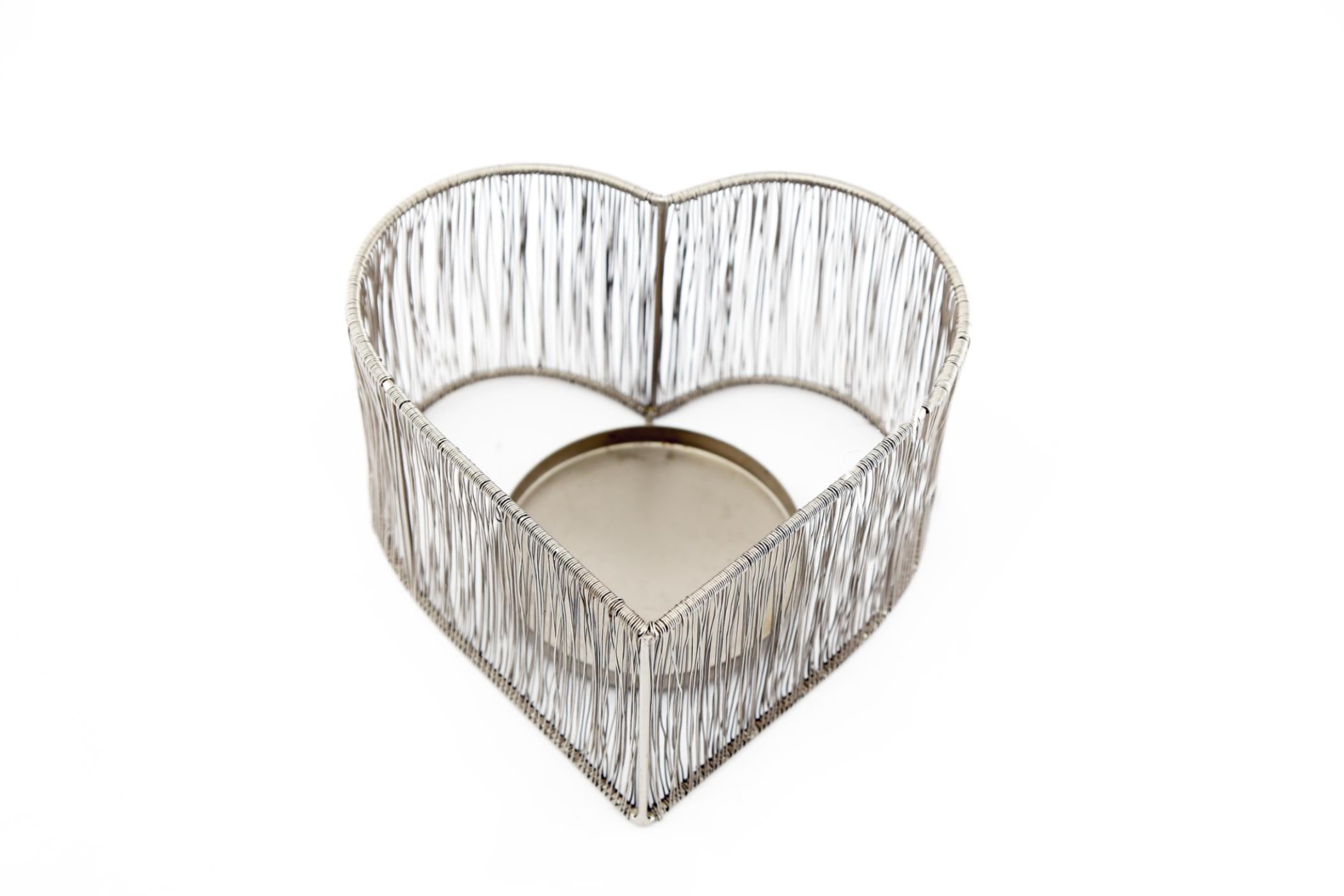 Silver Heart Tealight Holder-0