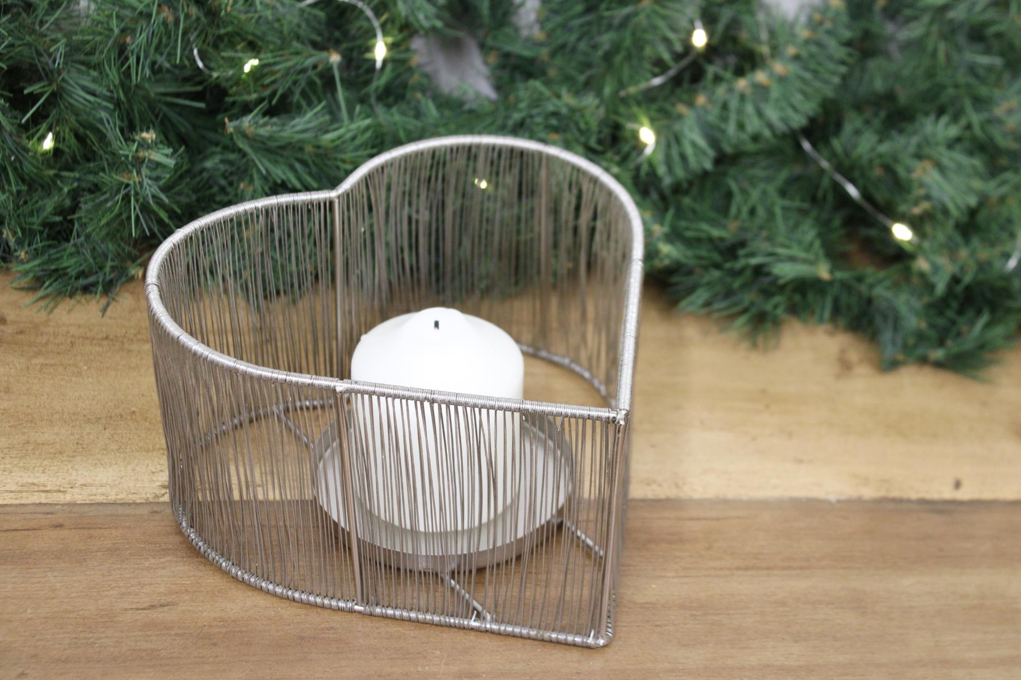 Silver Heart Tealight Holder-2