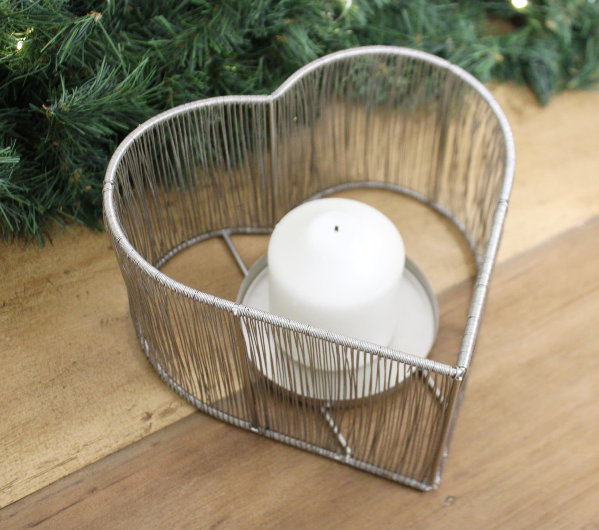 Silver Heart Tealight Holder-4