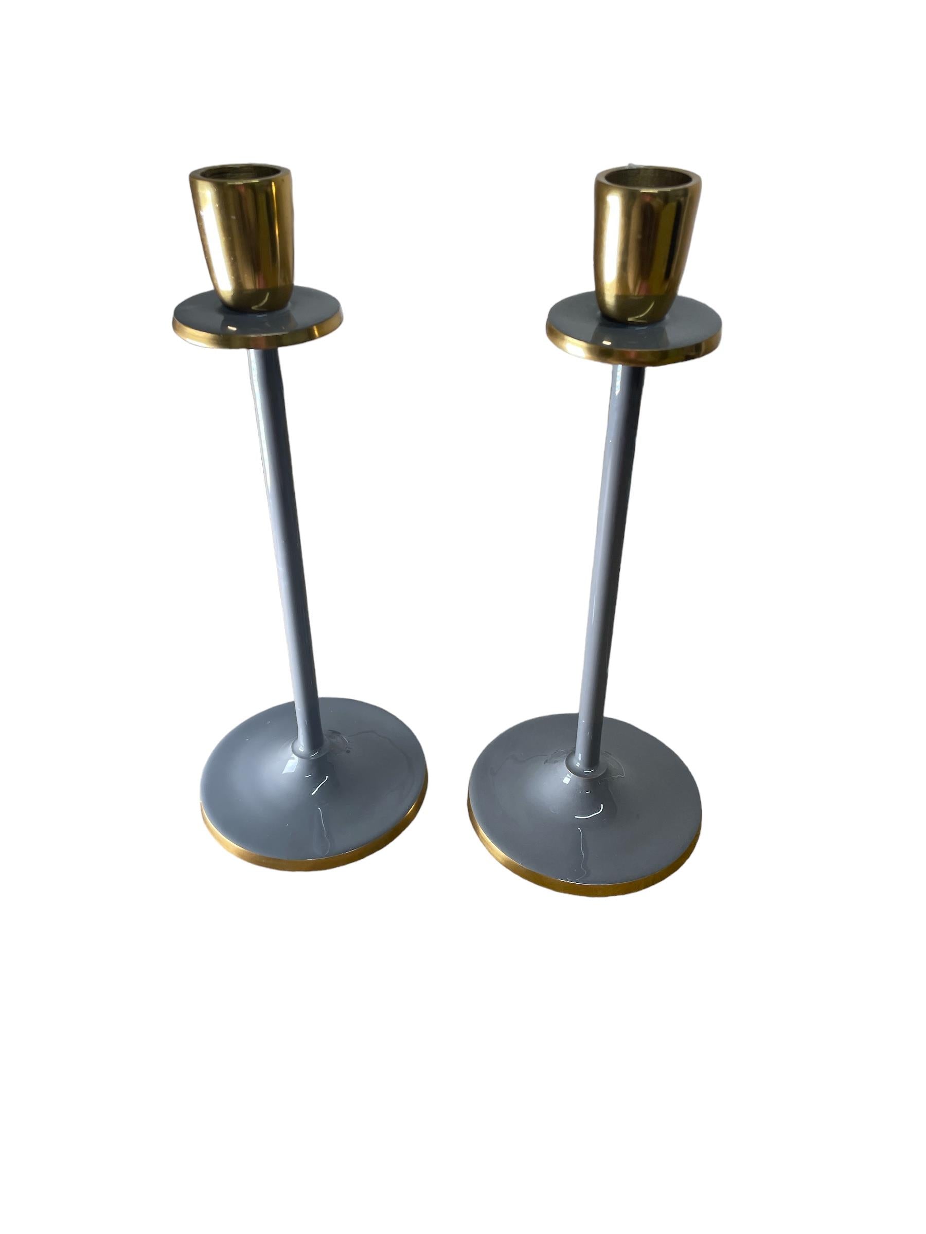 Glossy Grey Irina Candlestick, 26cm-0