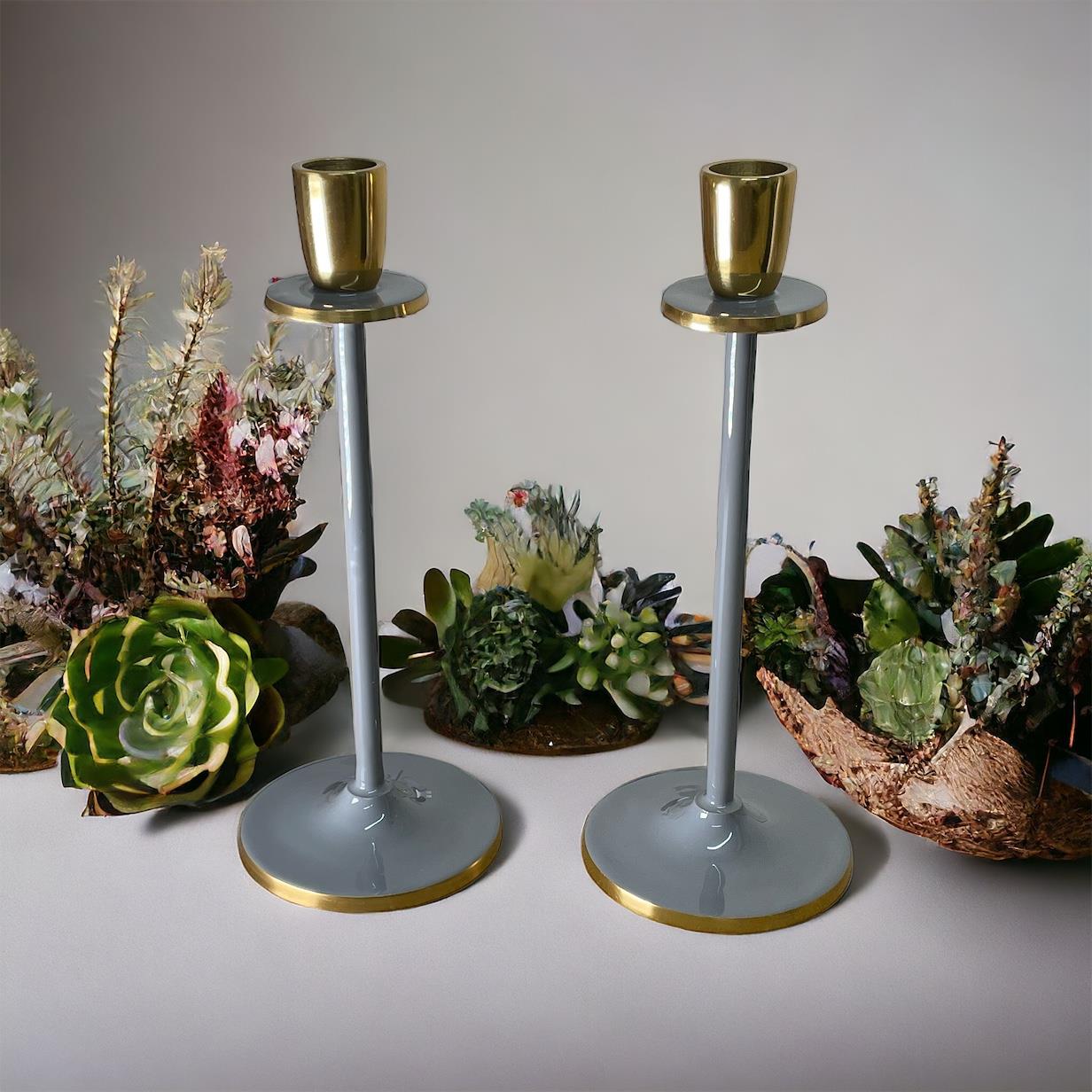 Glossy Grey Irina Candlestick, 26cm-2