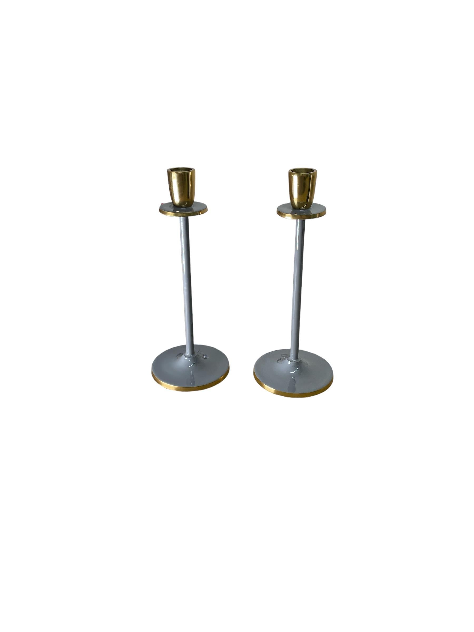 Glossy Grey Irina Candlestick, 20cm-0