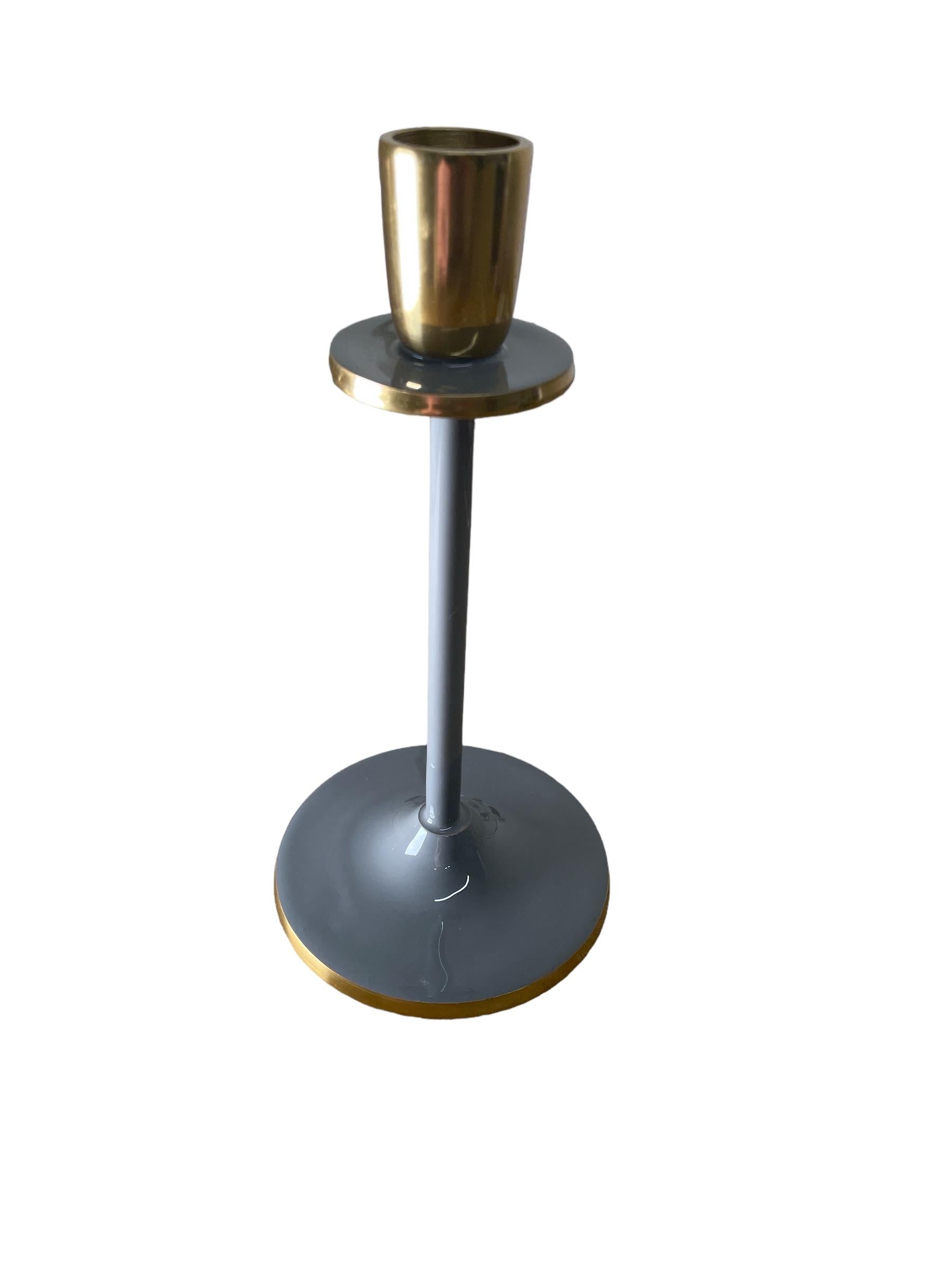 Glossy Grey Irina Candlestick, 20cm-1