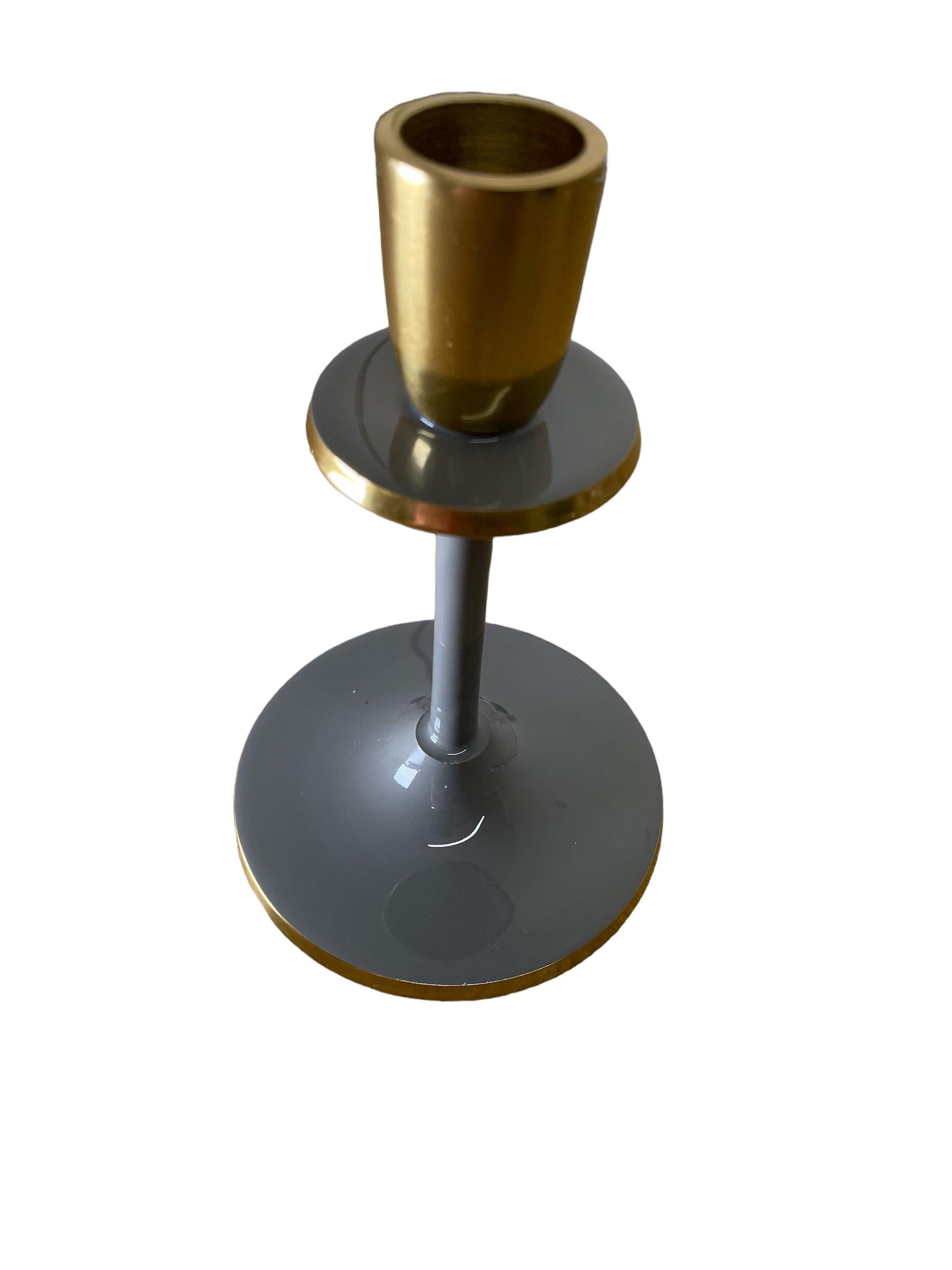 Glossy Grey Irina Candlestick, 15cm-1