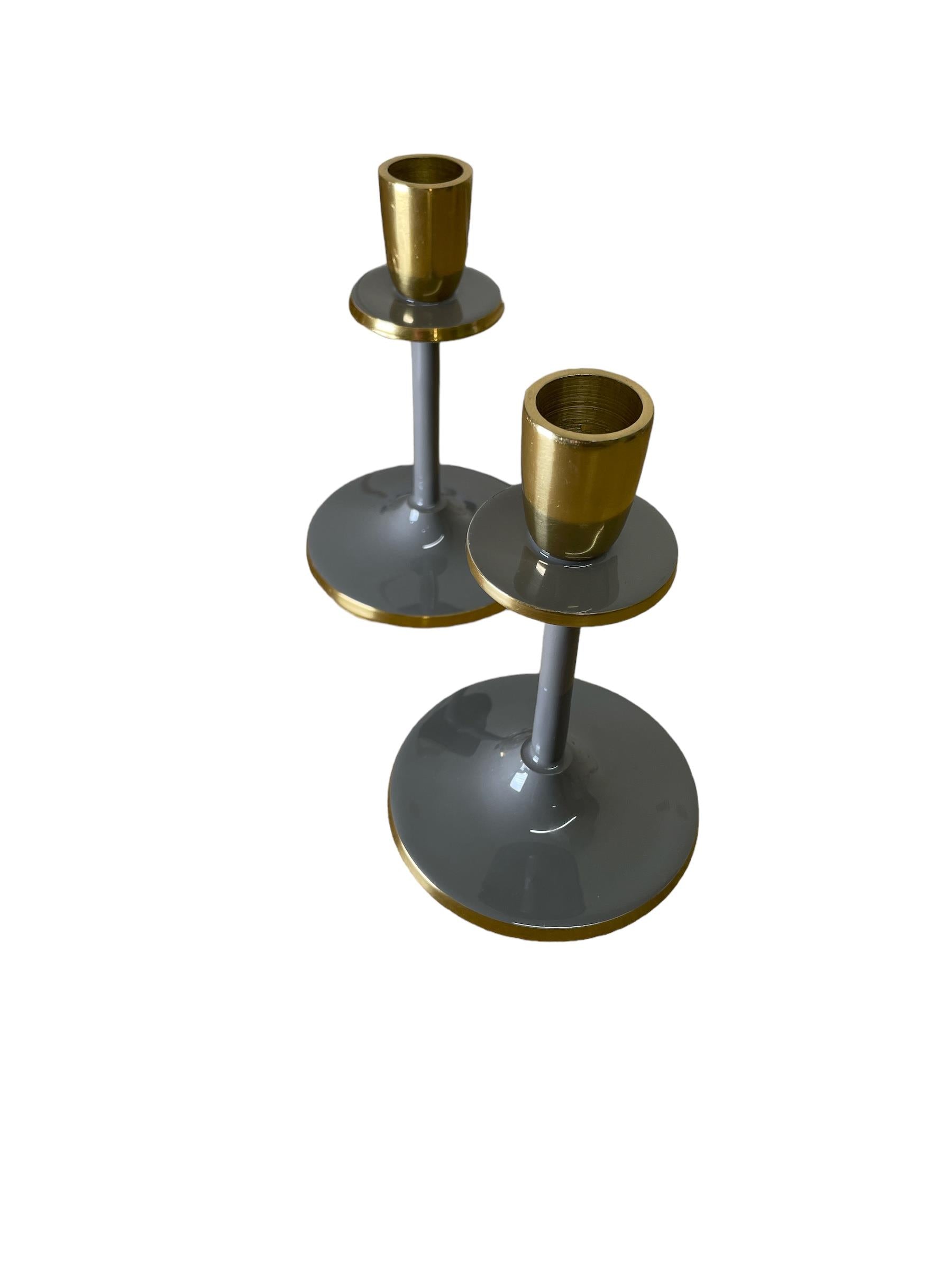 Glossy Grey Irina Candlestick, 15cm-2