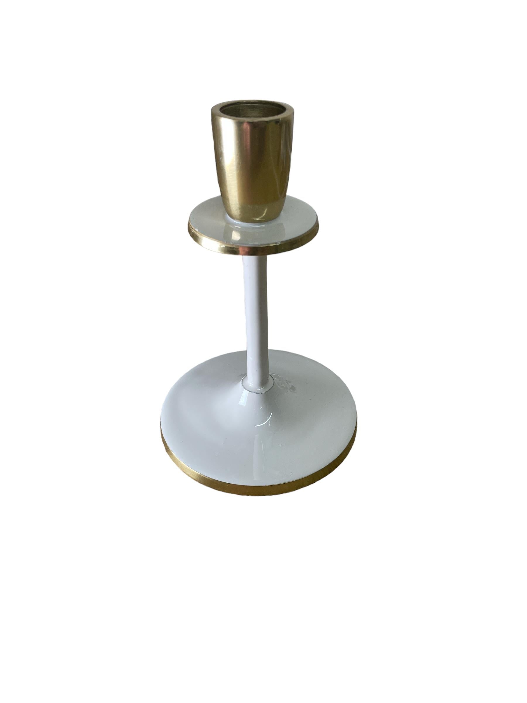 Glossy White Irina Candlestick, 15cm-0